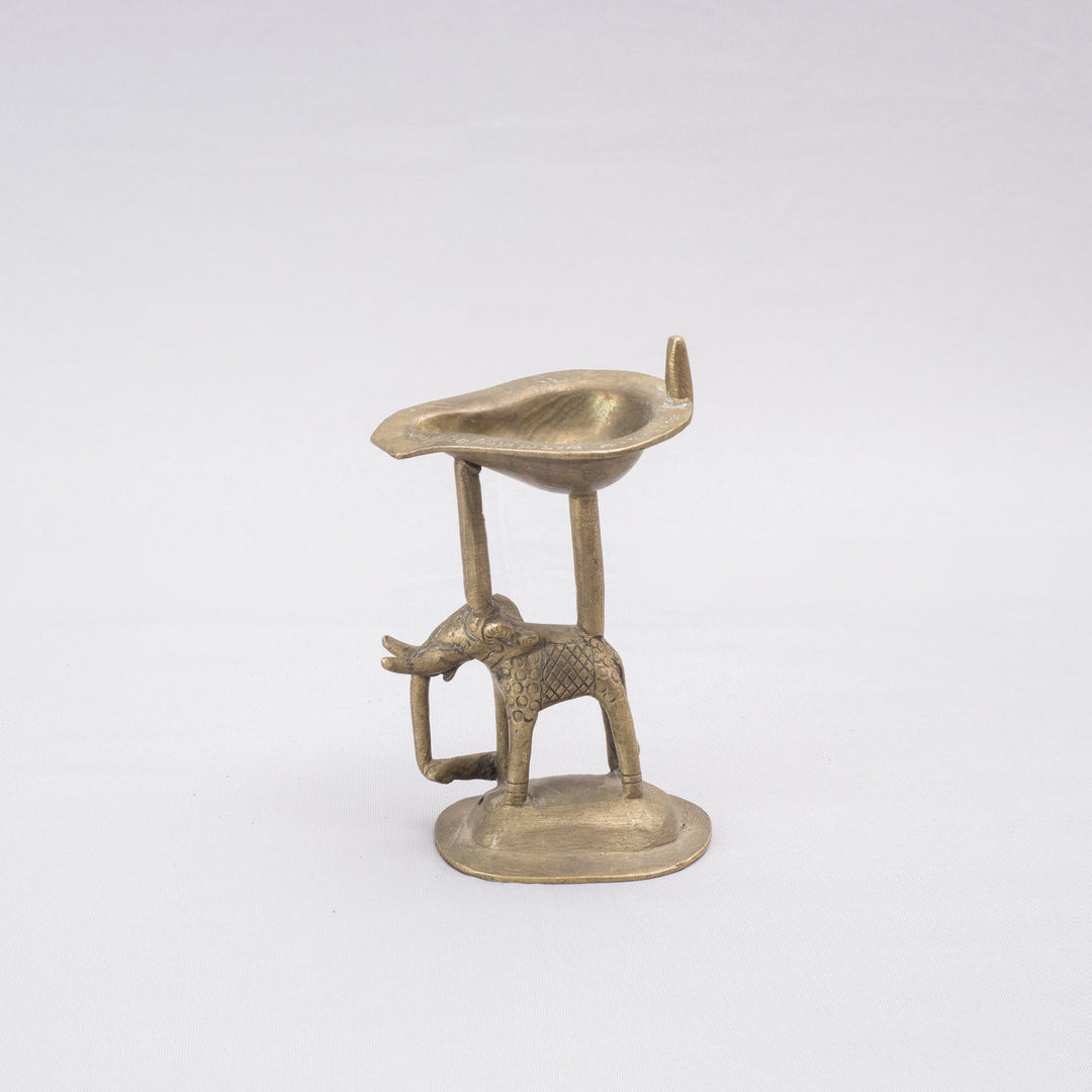 Vintage Brass Elephant Lamp