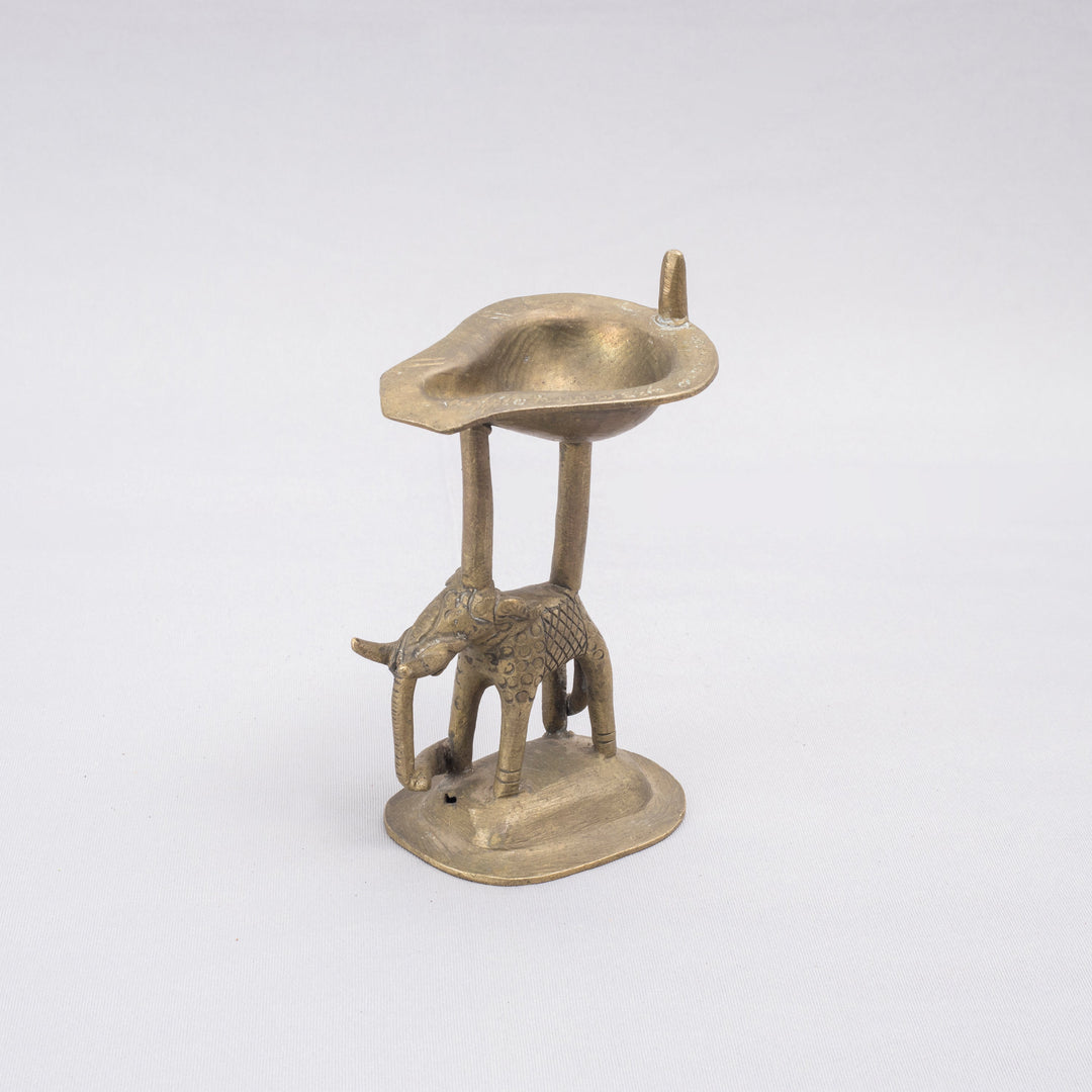 Vintage Brass Elephant Lamp