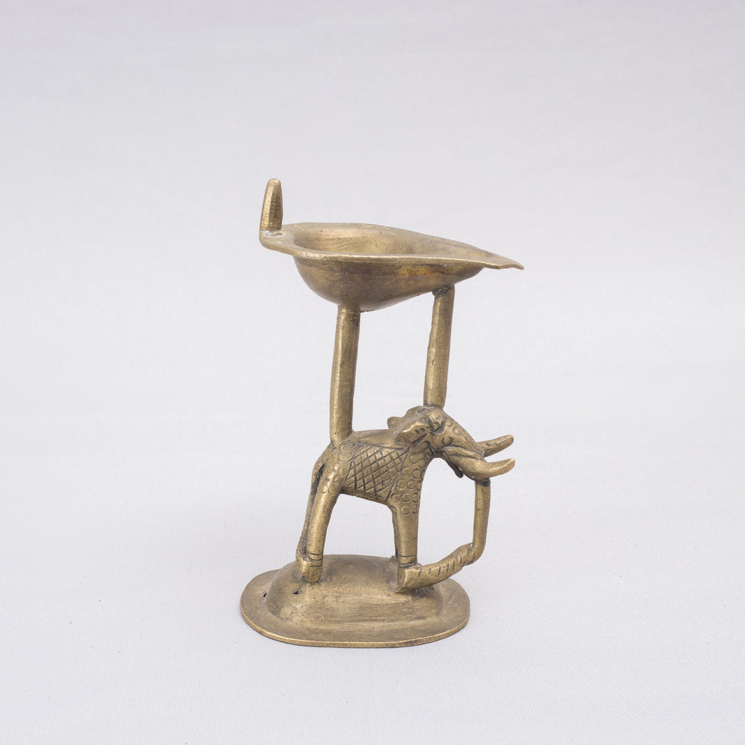 Vintage Brass Elephant Lamp