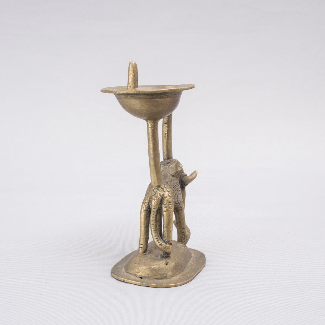 Vintage Brass Elephant Lamp