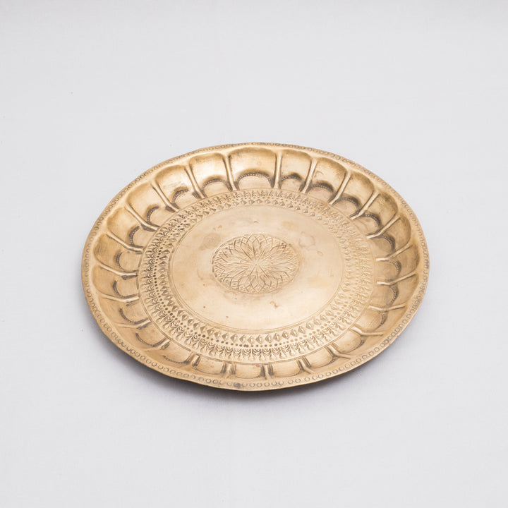 Vintage Brass Floral Pooja Plate