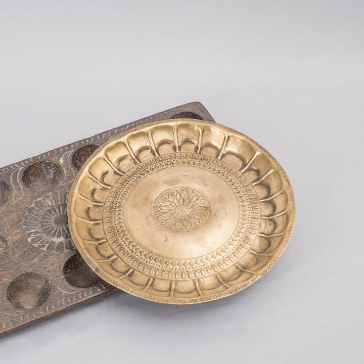 Vintage Brass Floral Pooja Plate