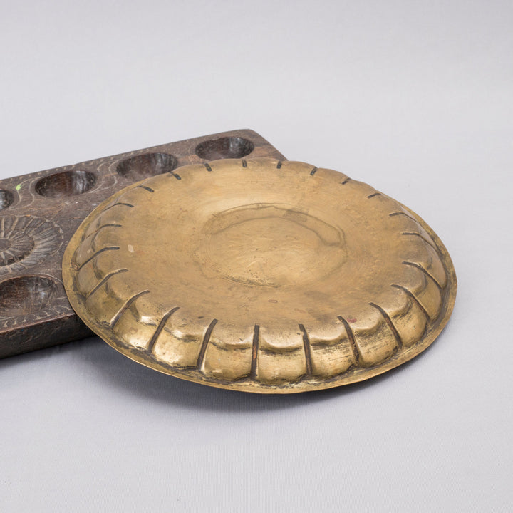 Vintage Brass Floral Pooja Plate