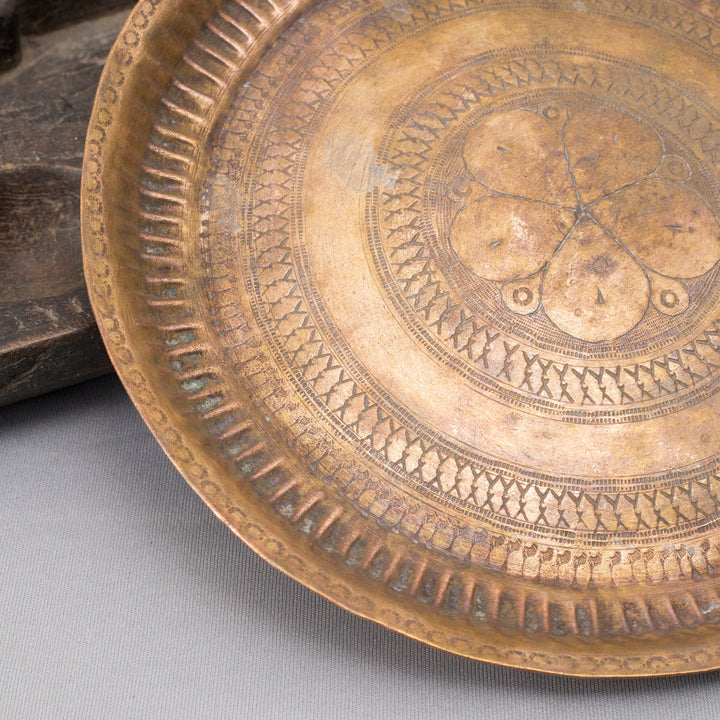 Vintage Brass Etched Plate