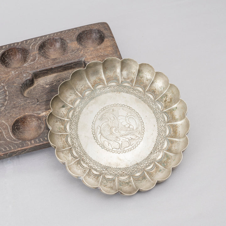 Vintage White Brass Annapakshi Plate