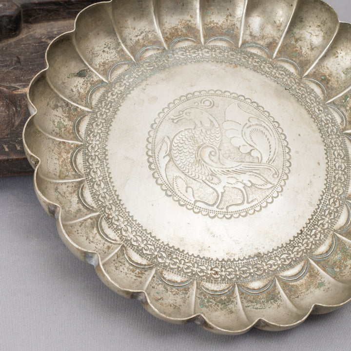 Vintage White Brass Annapakshi Plate
