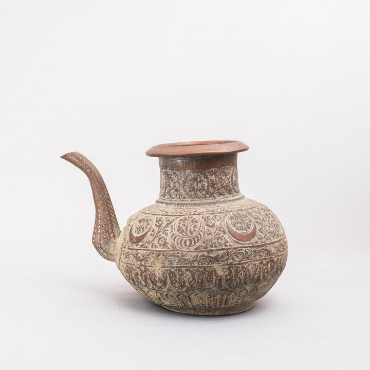 Vintage Repoussed Copper Pot with a Spout