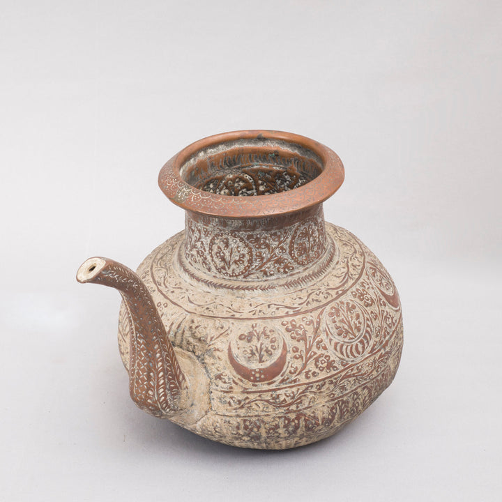 Vintage Repoussed Copper Pot with a Spout