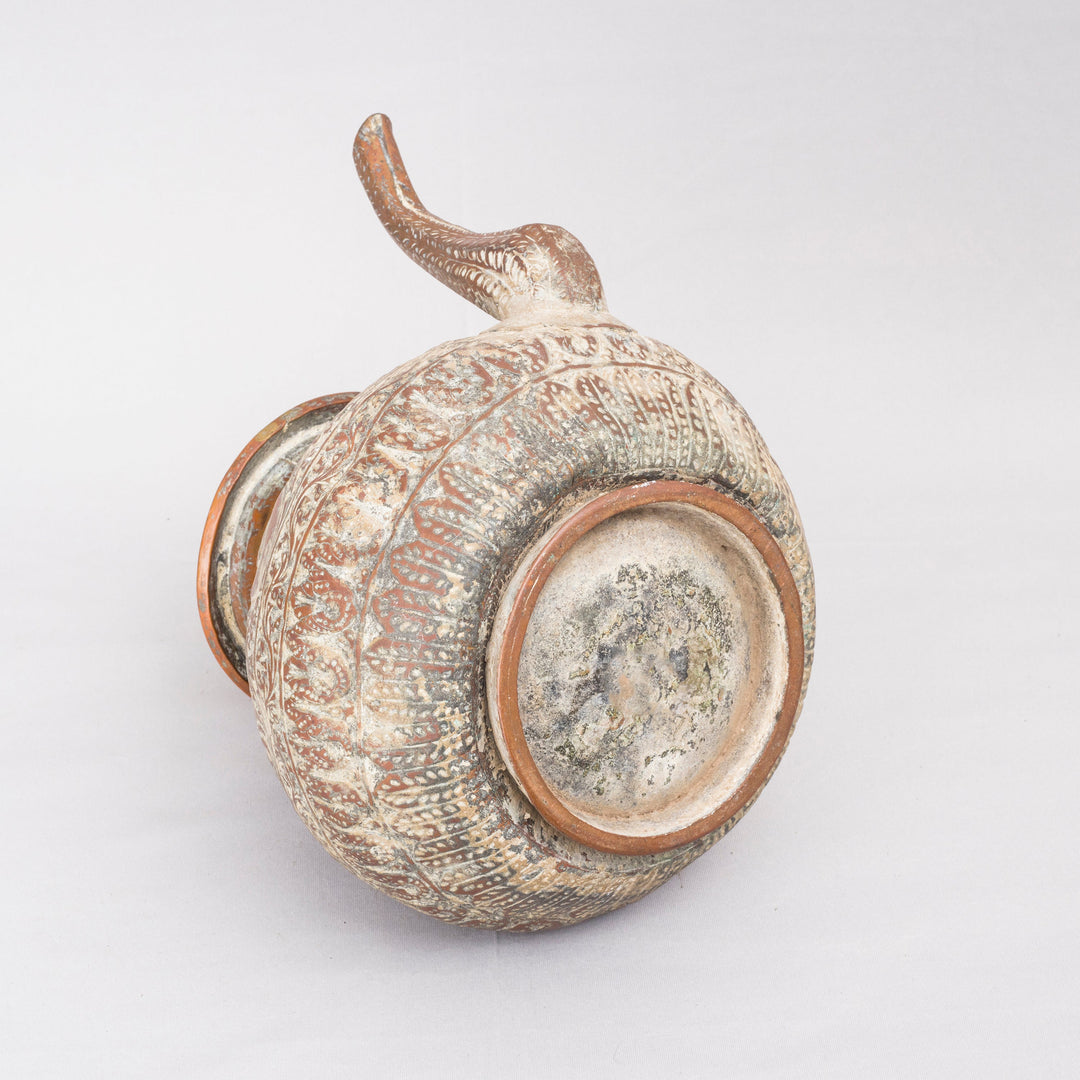 Vintage Repoussed Copper Pot with a Spout