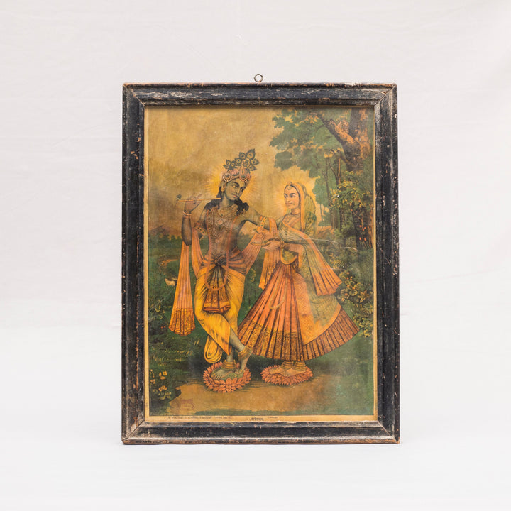 Vintage Radha-Krishna Lithograph